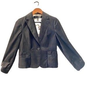 APOSTROPHE Luxury Is A State Of Mind Black Velvet Jacket Blazer  Size 8 Petite